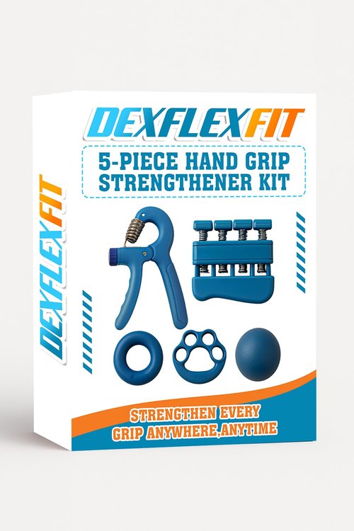 DexFlexFit 5-Piece Hand Grip Strengthener & Finger Exerciser Kit – Resistance Rings & Stretchers for Physical Therapy, Rock Climbing, Musicians & Grip Training – Hand Recovery & Strength Trainer