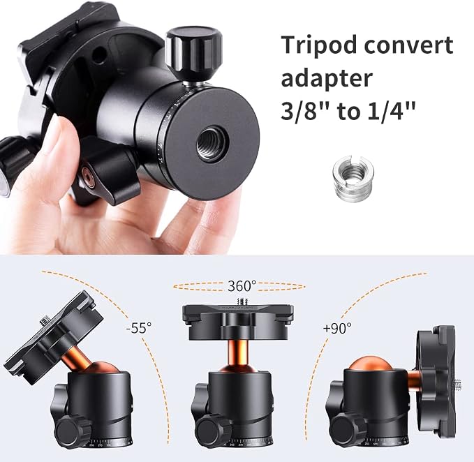 K&F Concept 25mm Metal Tripod Ball Head 360 Degree Rotating Panoramic