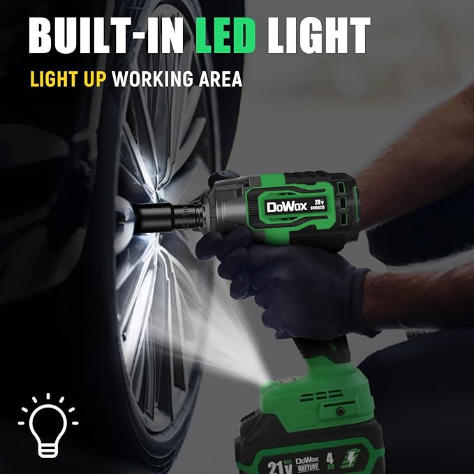 Cordless Impact Wrench, 400Ft-lbs (540N.m) Max Torque, 1/2 Impact Gun w/Brushless Motor, Compatible with Makita 18V Battery, Fast Charger, 4 Sockets, Socket Adapter, Nut Bits and Tool Bag