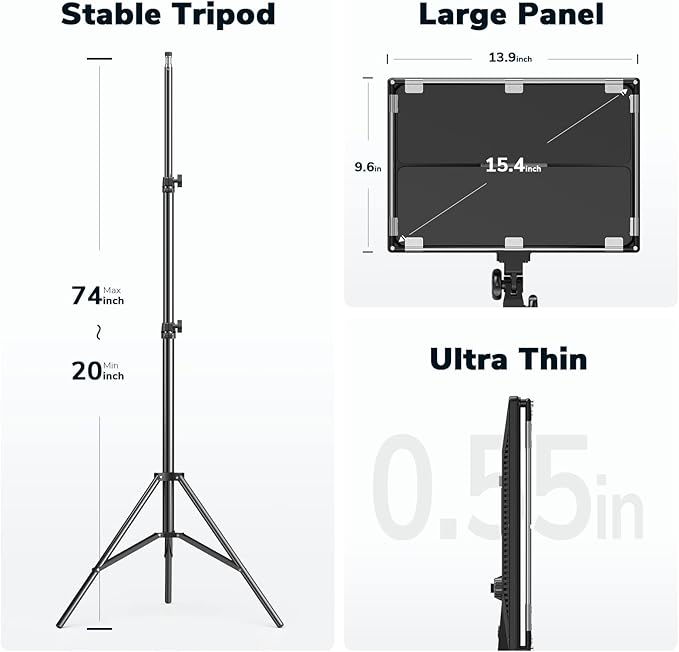 D50 Photography Lighting with Barn Door, 45W 3000K-8000K Dimmable Bi-Color