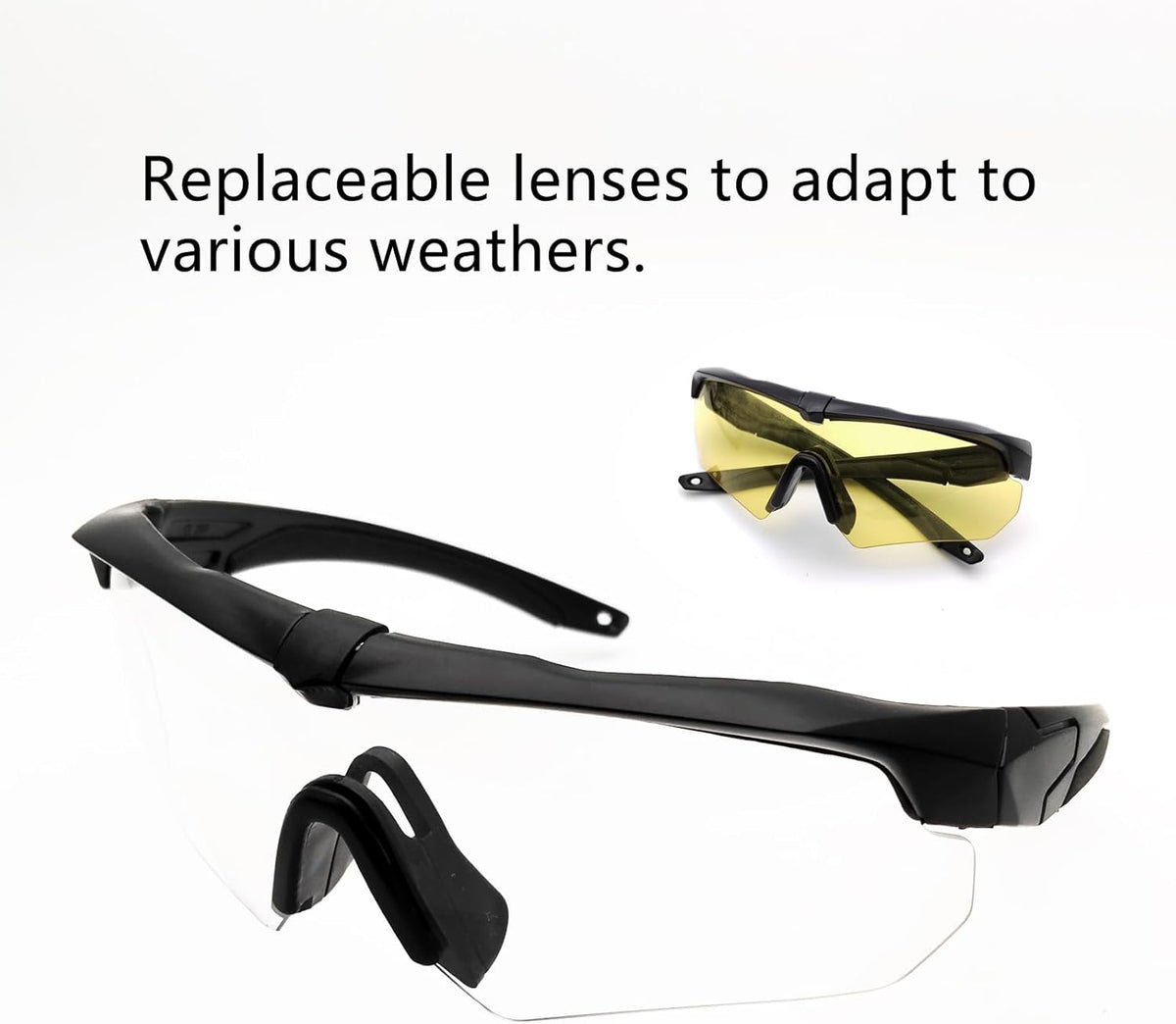 Skiennix Tactical Eyewear - Unisex Shooting Glasses with 3 Interchangeable Lenses | Airsoft Goggles
