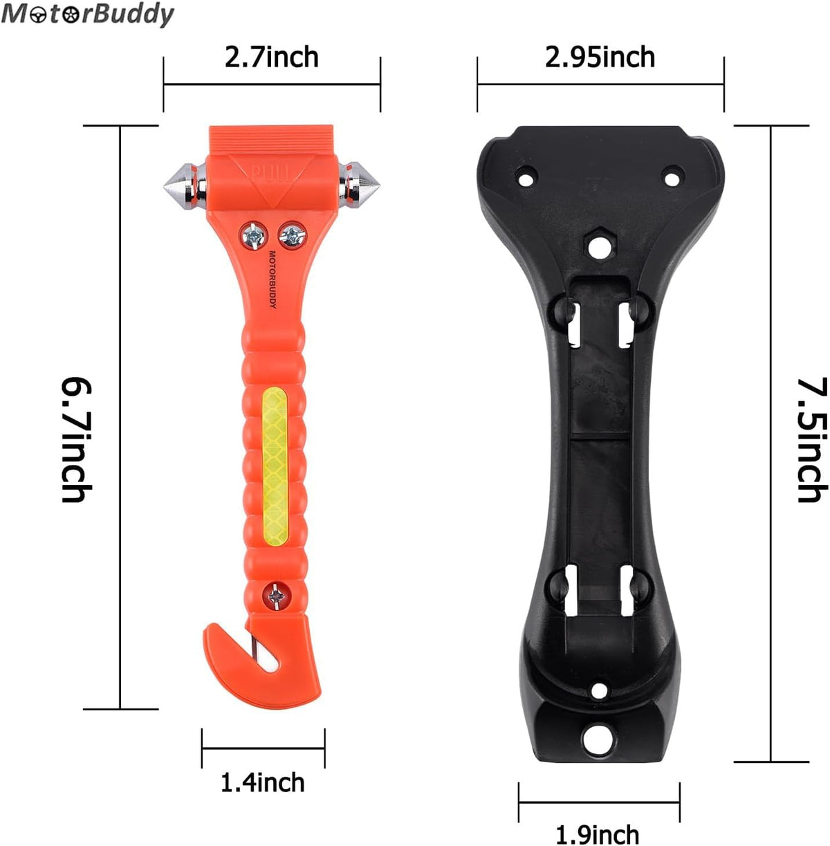 MOTORBUDDY 2-Pack Car Safety Hammer Seatbelt Cutter, Auto Emergency Escape Hammer with Window Glass Breaker and Seat Belt Cutter, Escape Tool for Car Accidents