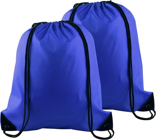 KUUQA Drawstring Backpack Bags - 2 Pcs Sports Cinch Sack for School & Gym | Blue Color