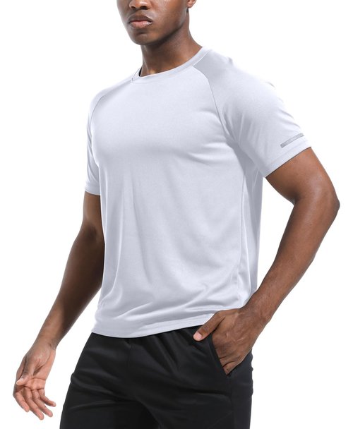 5 Pack Dry Fit Shirts for Men, Dry Fit Moisture Wicking Workout T-Shirts, Athletic Running Gym Short Sleeve Tee Shirts for Men White-5P05-3XL