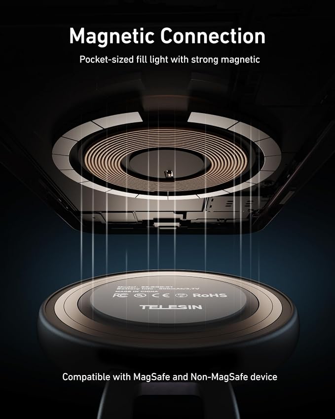 TELESIN C03 Magnetic Selfie Light, Phone Light Compatible