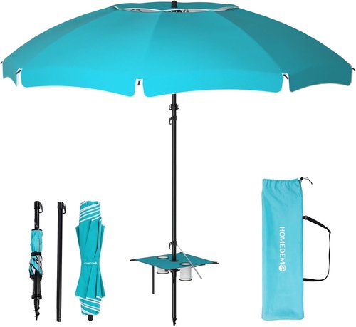 HOMEDEMO 7FT Portable Beach Umbrella - Ultimate Sun Protection for Outdoor Events