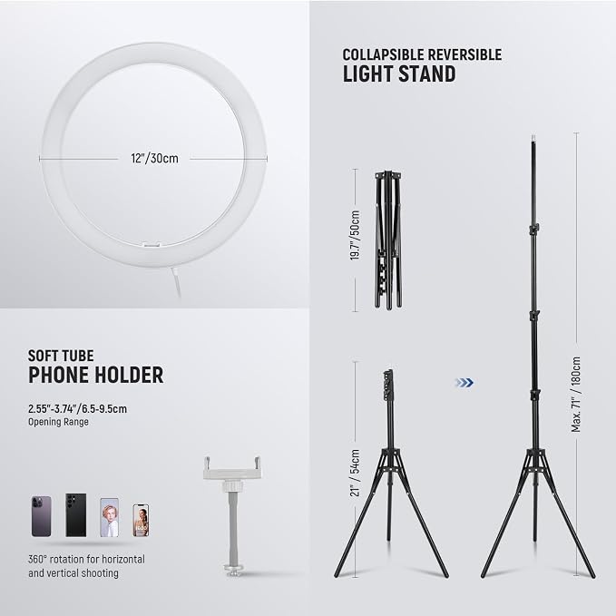 NEEWER RH12B Pro 12" 30W High Power LED Ring Light