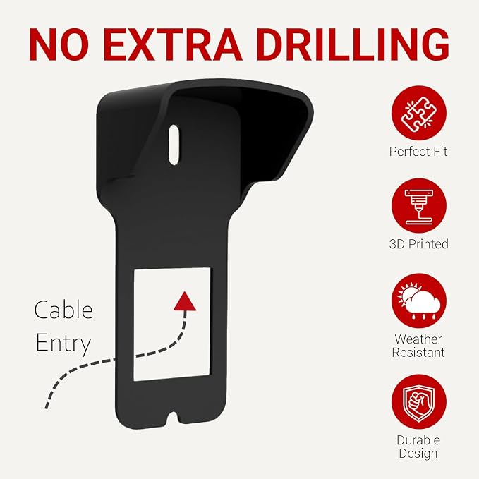 No Drill Rain Cover for Video Doorbell Wired Hood Anti-Glare Protection Weather