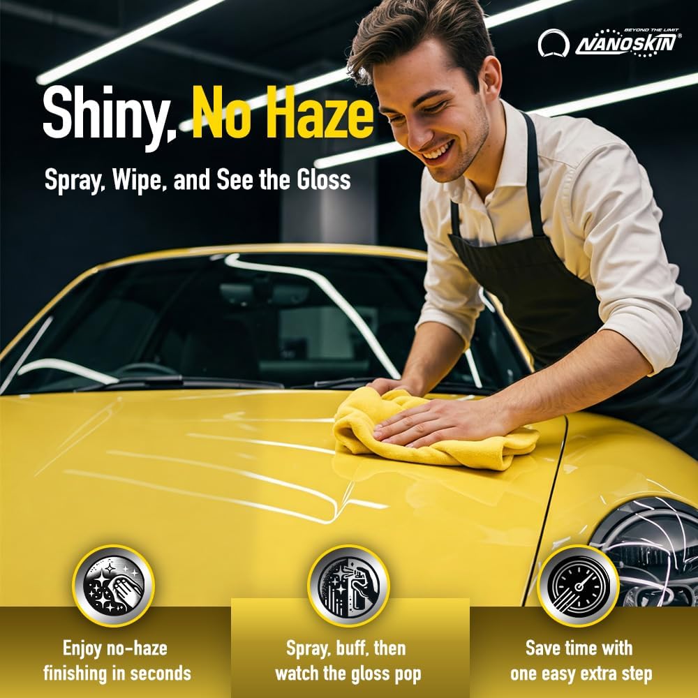 Nanoskin QUICK SHINE Quick Detail Spray 32 Oz. (2x16 Oz) - Car Wax Booster, High-Gloss Detailer, Smudge & Dust Remover, Clay Lubricant for Auto Detailing | For Paint, Glass, Chrome, Wheels, and Trim