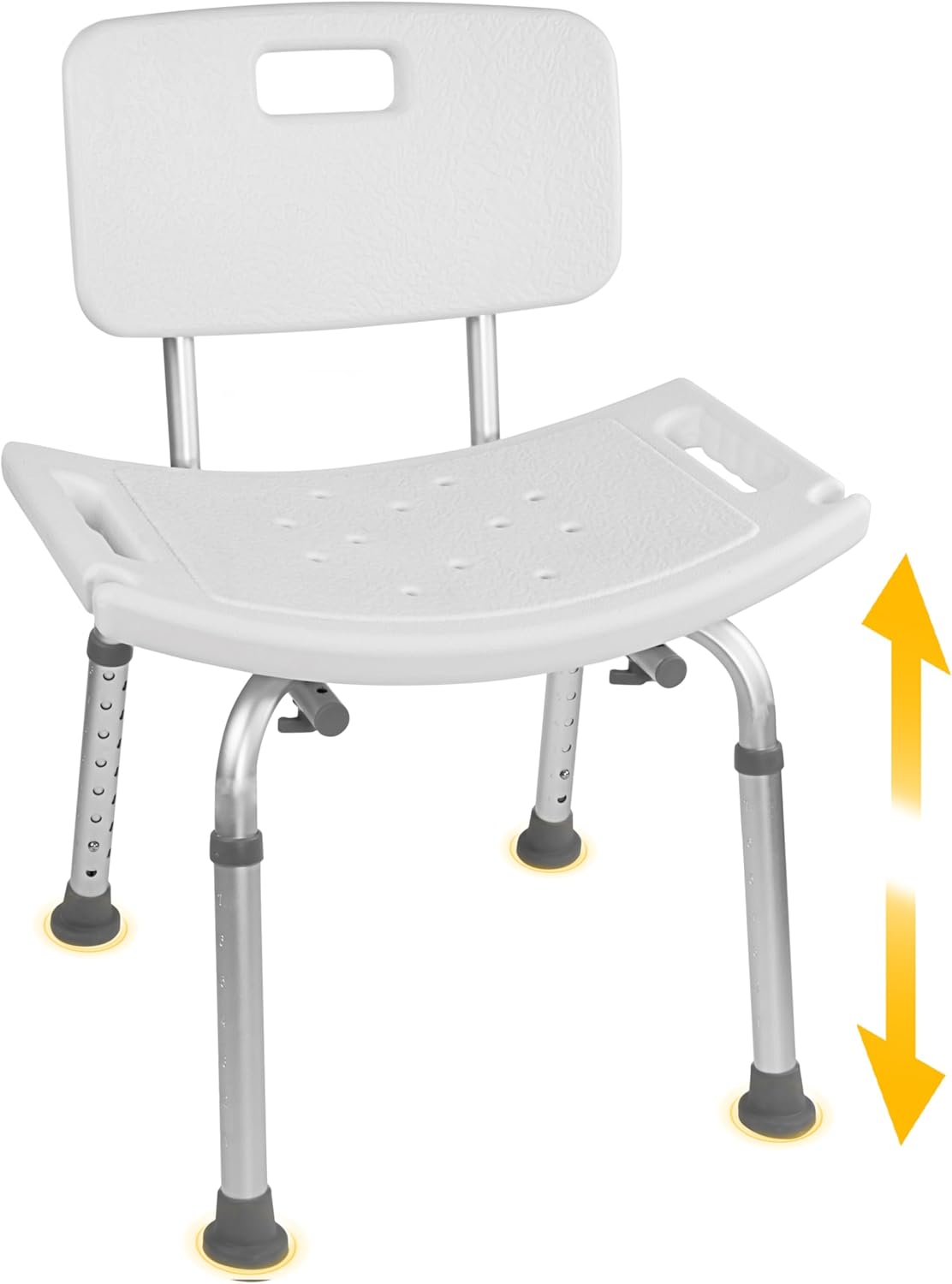 Vaunn Adjustable Shower Chair - Tool-Free Assembly Spa Bathtub Seat with Removable Back | FSA/HSA Eligible