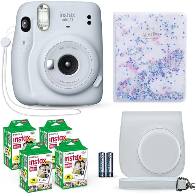 Fujifilm Instax Mini 11 Instant Camera Ice White + Fuji Film Value Pack +