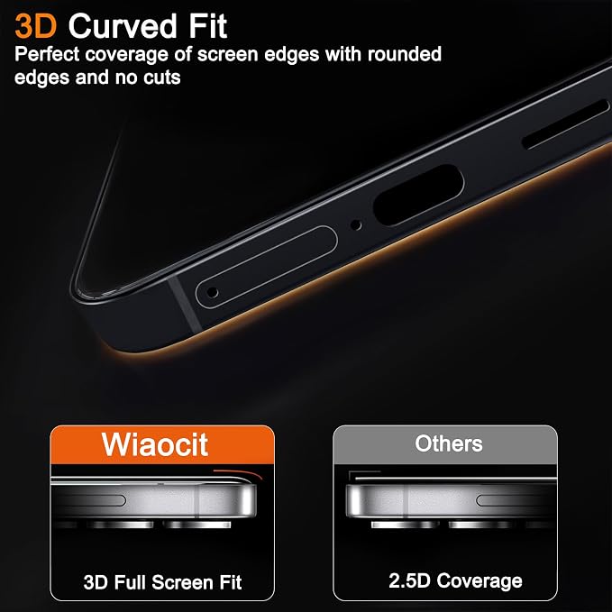 Wiaocit 3 Pack Tempered Glass Screen Protector