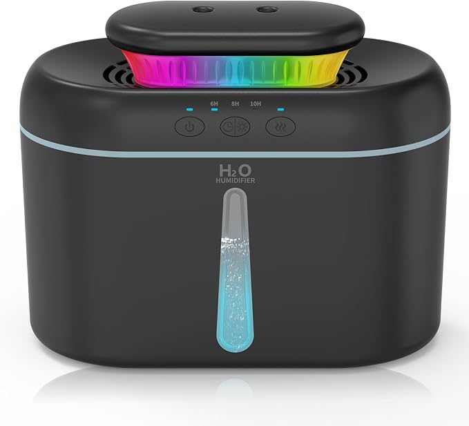 SZO Humidifiers for Bedroom, 2.5L Capacity, Auto Shut-Off, Easy to Fill & Clean, 16 dB Quiet Ultrasonic Humidifier for Large Room, Plants, Baby Nursery, Indoor, Night Light(Black)