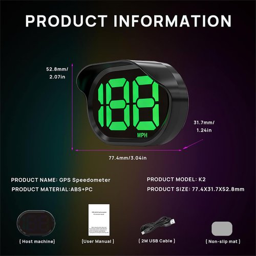 GPS Digital Speedometer for Car MPH, USB Connect Plug and Play for Car Truck Motor SUV All Vehicles, Automatic Brightness Adjustment,Large Font Display