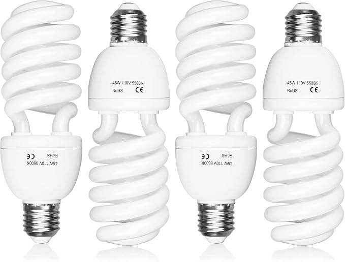 EMART Full Spectrum Light Bulb, 4 x 45W 5500K Spiral CFL Daylight