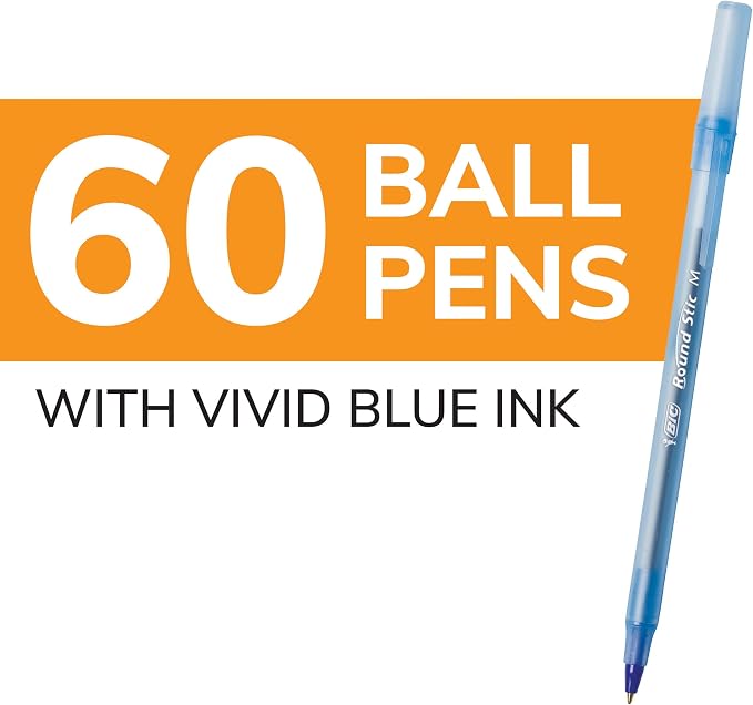 BIC Round Stic Xtra Life Ballpoint Pen, Medium Point, Flexible Round Barrel