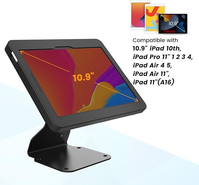 iPad POS Stand for Desk Heavy Metal Flip Lockable Rotate Swivel for iPad 10th