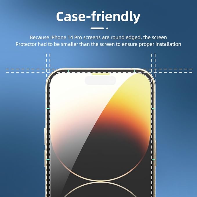 NEW'C 3x for iPhone 14 Pro Screen Protector+ 3x Camera Lens Protector, Sensor
