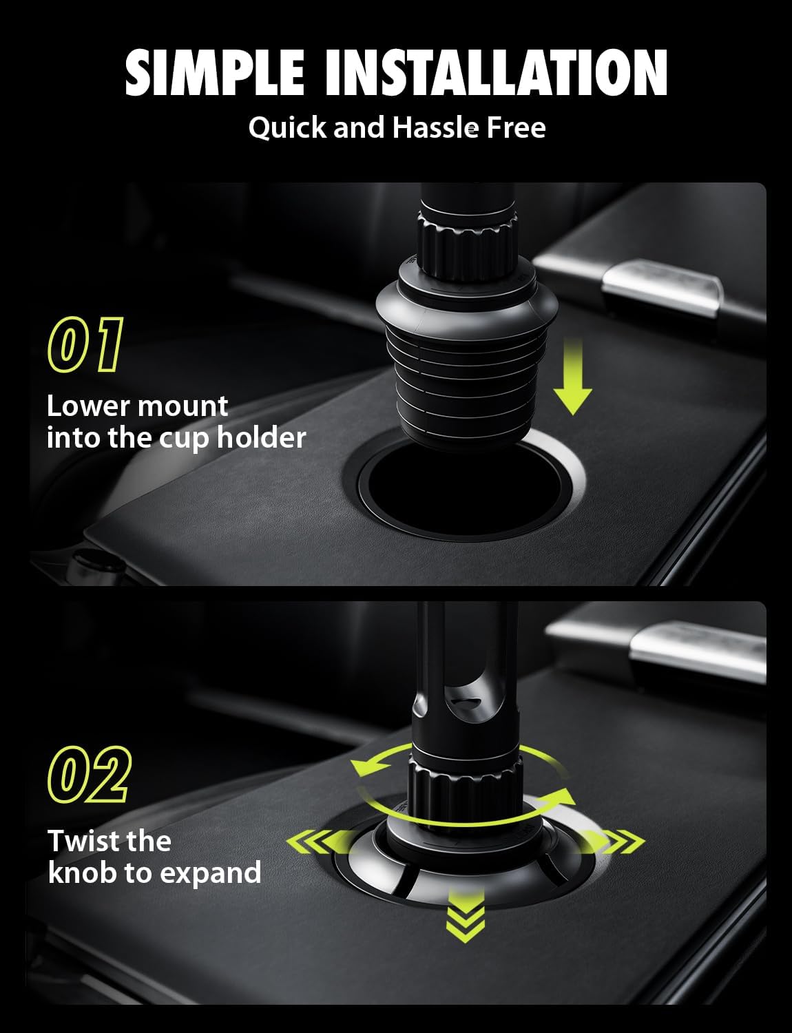 Bracketron OneClick Cup Phone Holder for Car, 360° Rotation Expandable Base