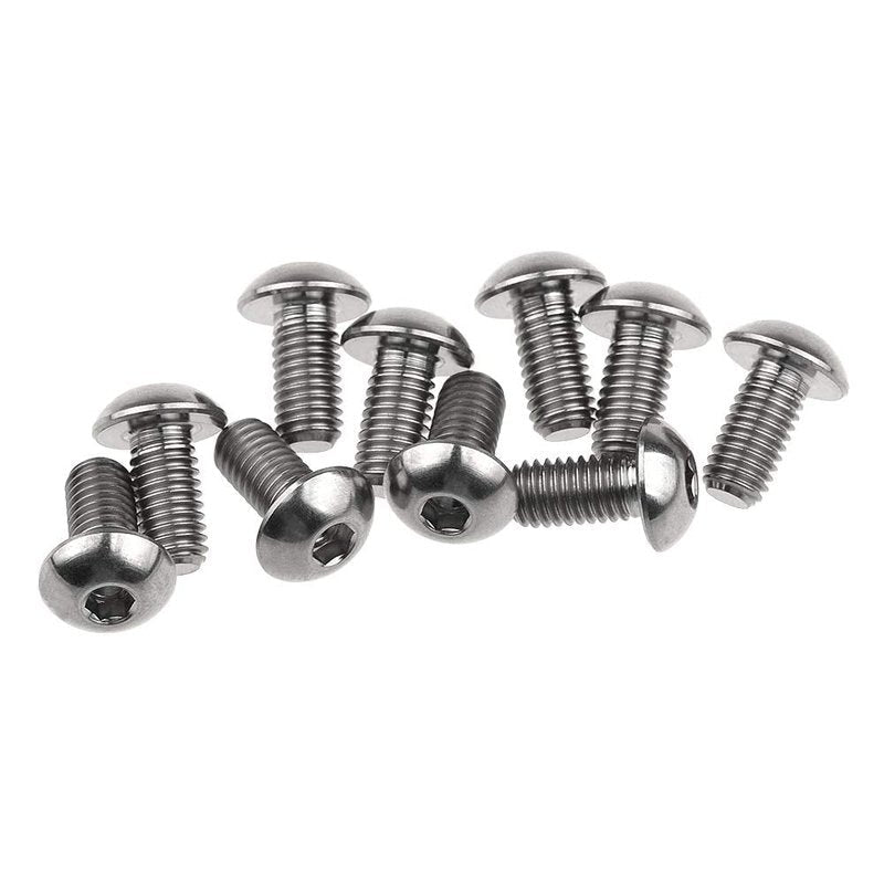 Wanyifa Titanium Ti Water Bottle Cage M5x8 10 12 15mm Bolt Button Head Allen Key Screws Pack of 10 (Silver, M5x10mm)