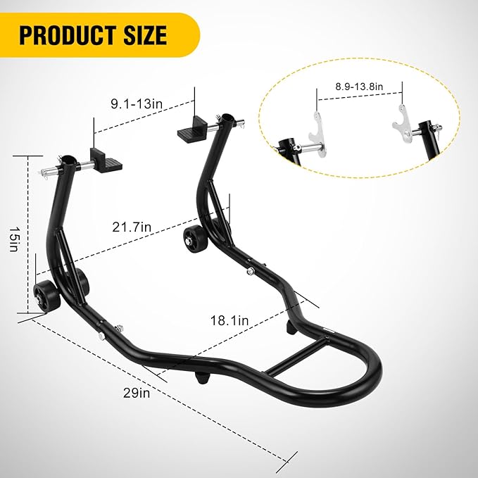 Nilight Universal Motorcycle Rear Wheel Stand Lift 850lbs with U + L Fork for Suzuki Yamaha Honda Kawasaki, Black