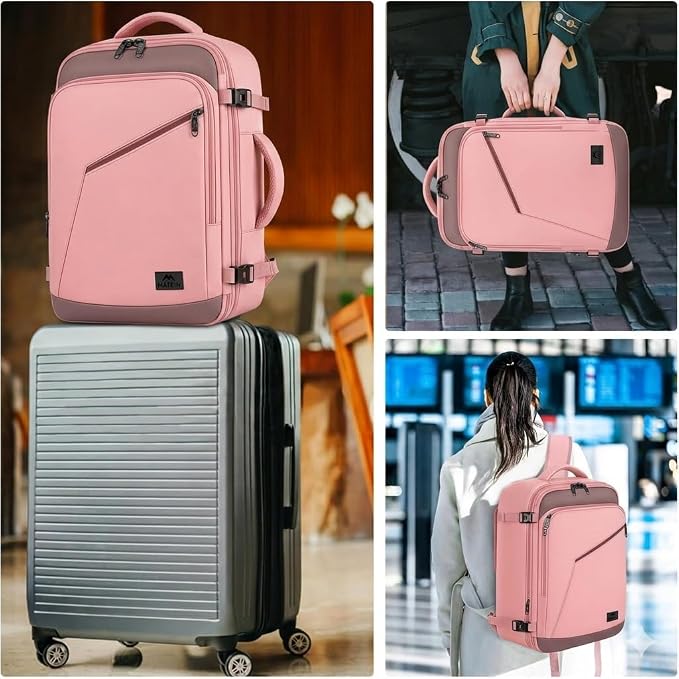 MATEIN Pink Travel Backpack for Women, 40L Water Resistant Carry on Backpack
