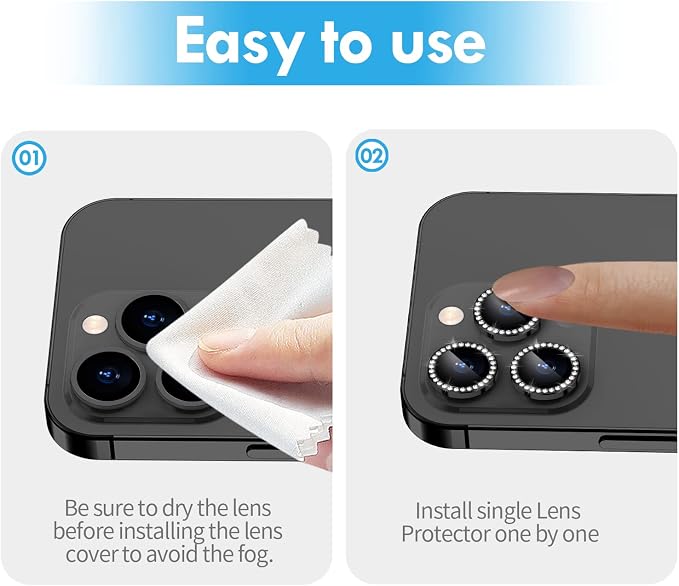 for iPhone 14 Pro/14 Pro Max Camera Lens Protector Bling, 9H Hardness