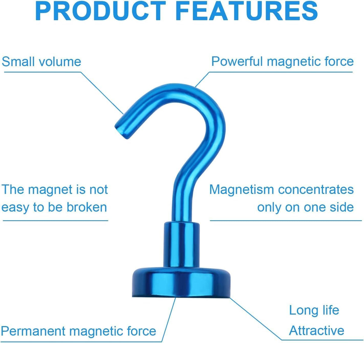 DIYMAG Magnetic Hooks 20pcs 30lbs+ Cruise Essentials 2026 Magnet Hook Blue