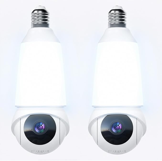 Light Bulb Security Camera, Smart AI Cam 2K HD Outdoor Lightbulb Camera