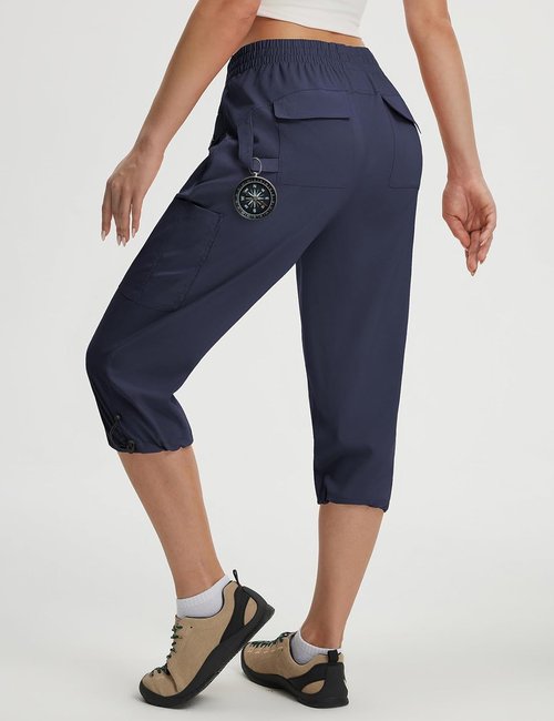 Baleaf Women's Capri Pants - Lightweight, Quick-Dry, Water-Resistant | 19'' with 7 Pockets for Hiking & Travel
