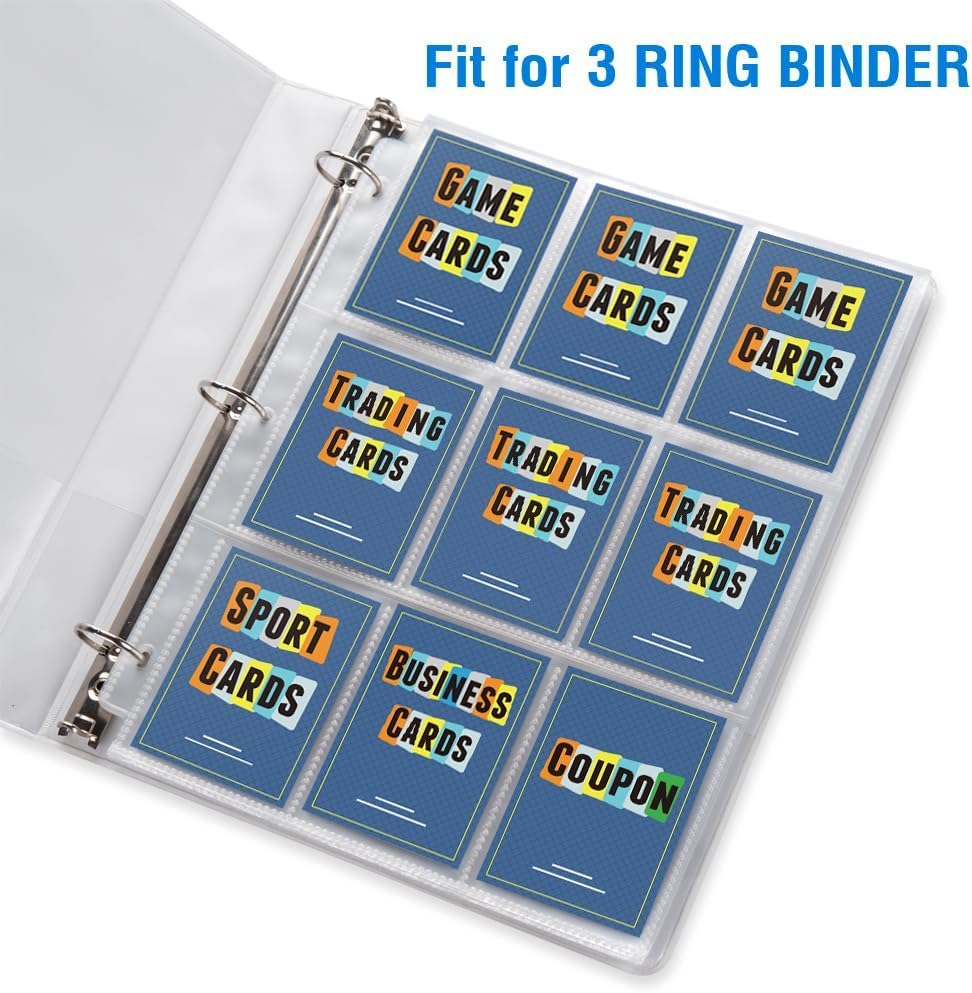 Sooez 9 Pocket Page Protectors - Double-Sided Trading Card Sleeves for 3 Ring Binders | 120 Pack