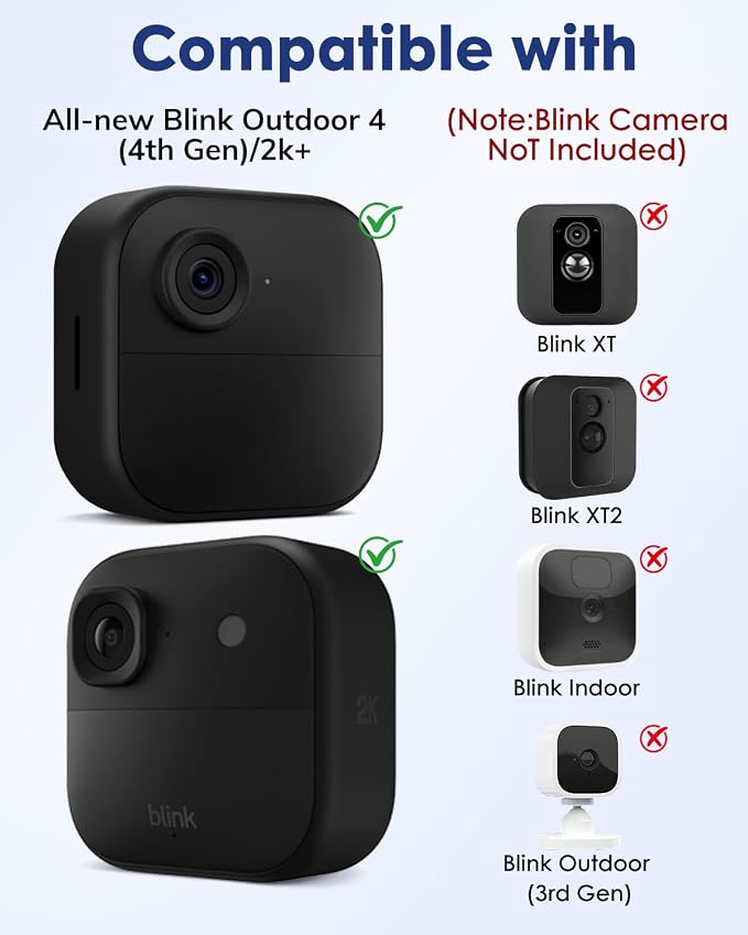 Silicone Case Cover for Blink Outdoor 4/2K+, Weatherproof Silicone Cover Skin