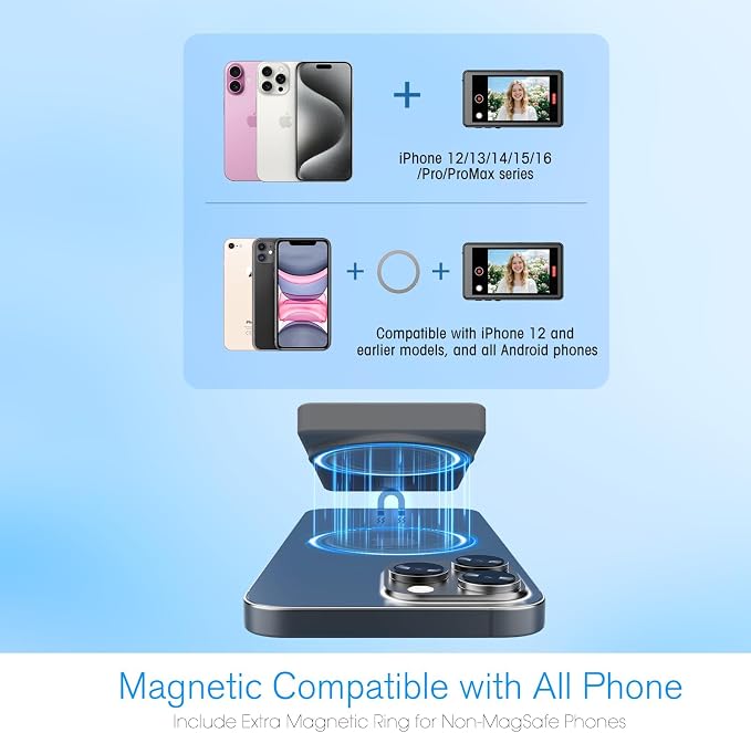 Vlog Selfie Monitor Screen iPhone, 4K 60fps Recording, Wireless Screen Mirroring