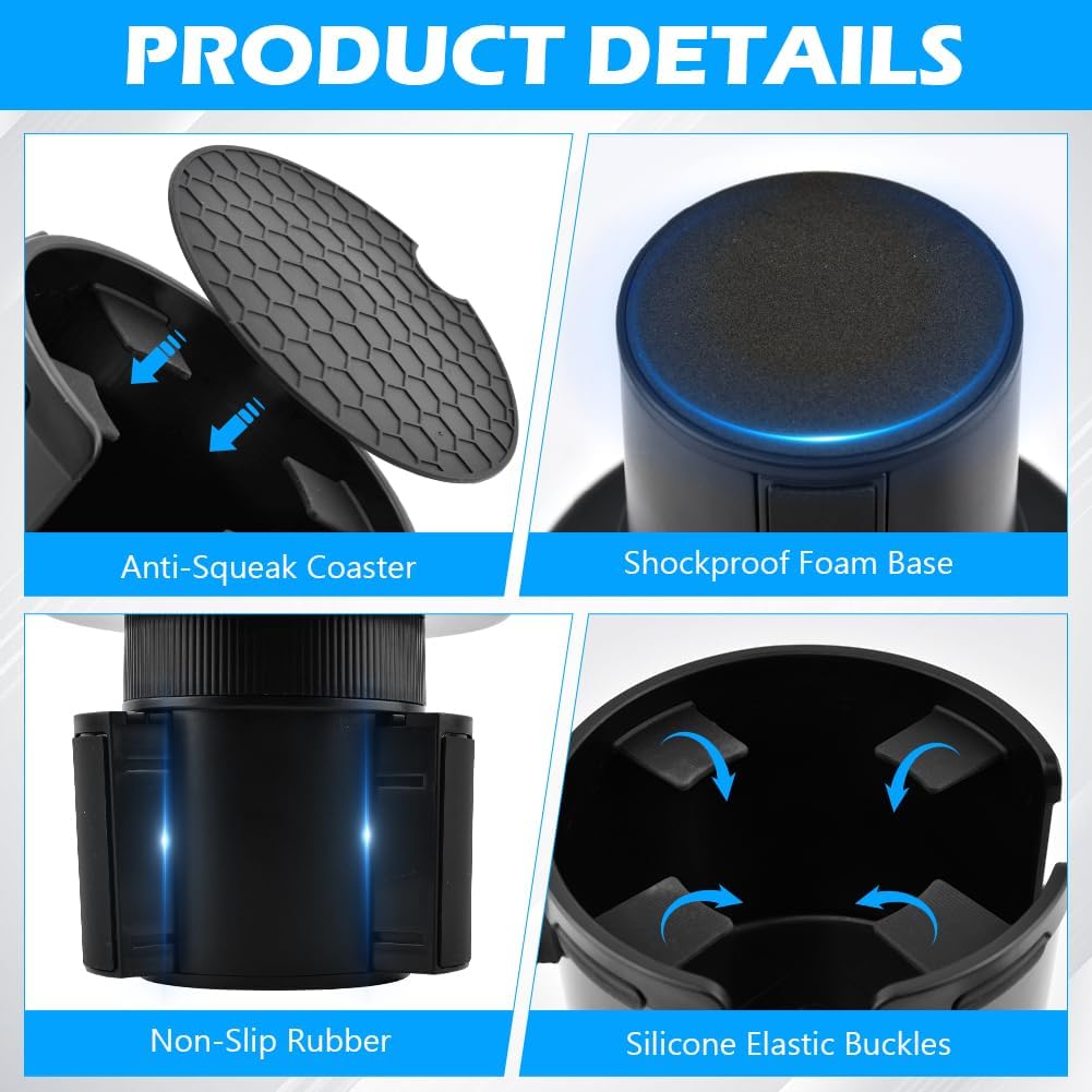 Car Cup Holder Expander, 2-in-1 Adjustable Adapter for 10-48oz Mugs