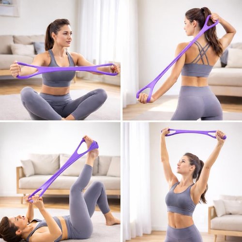 Figure 8 Resistance Band - Versatile Elastic Workout Band for Arms, Legs & Core - Portable Fitness Equipment, Purple