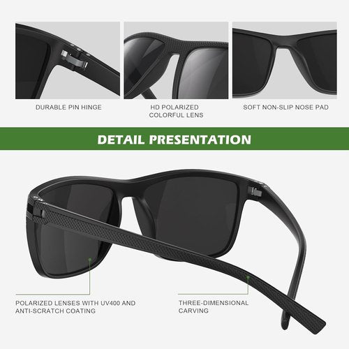 Fanshen Polarized Sports Sunglasses - Lightweight UV Protection for Men | Ideal for Driving, Fishing, Golf, Cycling