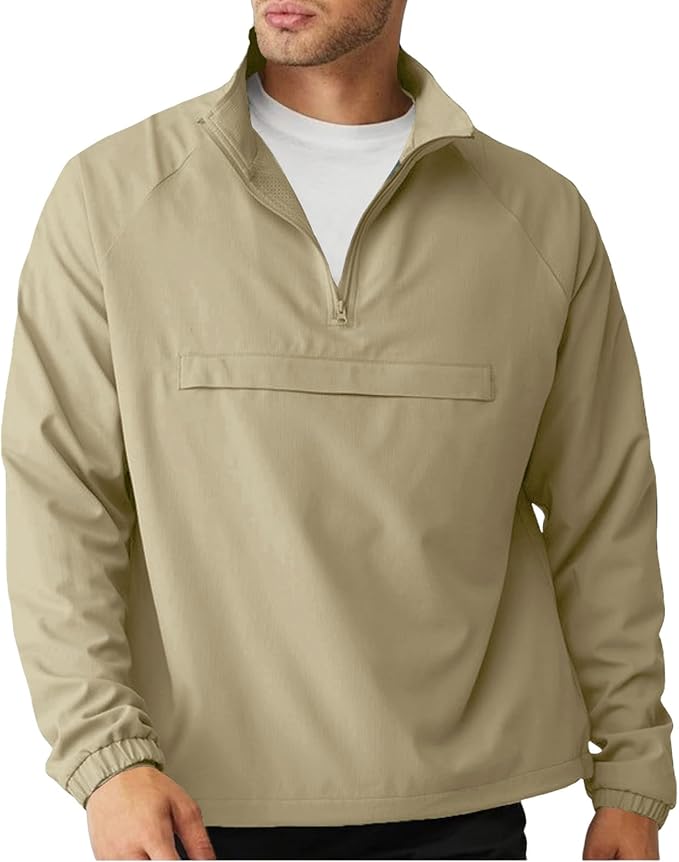 Opomelo Men's Athletic Quarter Zip Pullover Golf Hiking Running Lightweight Jacket Workout Sweatshirt With Pocket