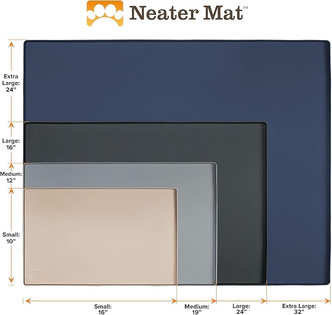 Neater Pet Brands Neater Mat Pet Mats for Food and Water, Cat & Dog Bowl Mat Waterproof Silicone, Feeding Tray, Dog Food Mats for Floors, Placemat w/Raised Edge for Under Bowls, 19” x 12”, Olive