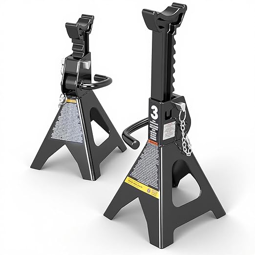 Big RED Jack Stands 3 Ton with Double Locking, 11.2-16.7 inch Adjustable Height for Lifting UTV/ATV, Cars, 6000 lb Capacity, 1 Pair
