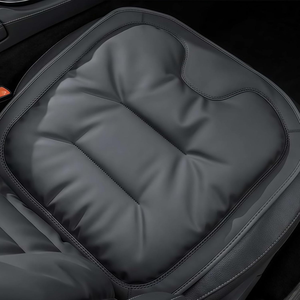 Car Seat Cushion, 2026 New Skin-Friendly Leather Seat Cushions, Breathable Dirt-Repellent Memory Foam Pad for Most Auto & Office Chairs (Black)