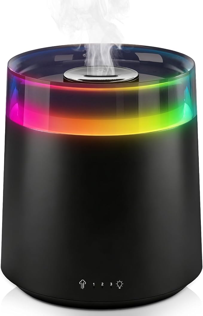 Humidifiers for Bedroom Home,3L Top Fill Cool Mist Humidifier for Baby Nursery,Essential Oil Diffuser for Large Room,3 in 1 Quiet Ultrasonic Humidifier for,Office,Plant,Nursery,BPA FREE(Black)