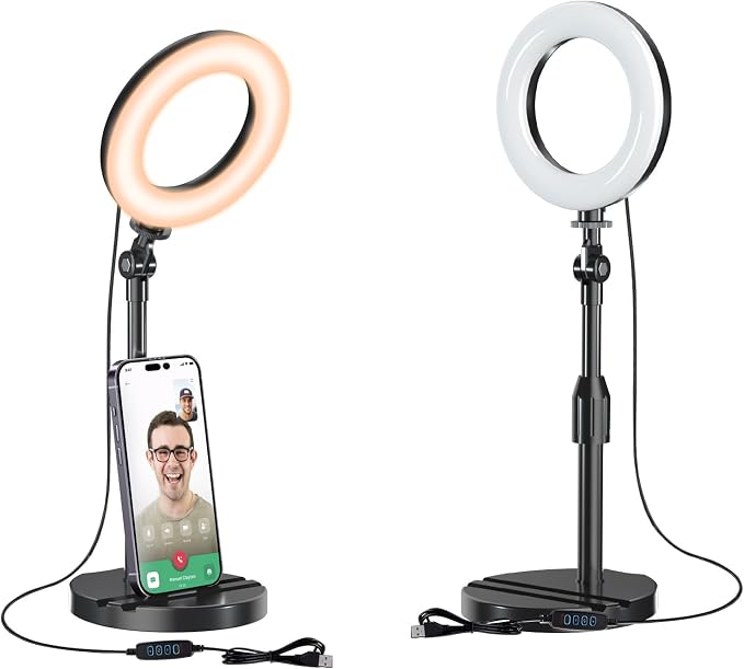 Desk Ring Light with Telescopic Stand, Travel Desktop Hola Light
