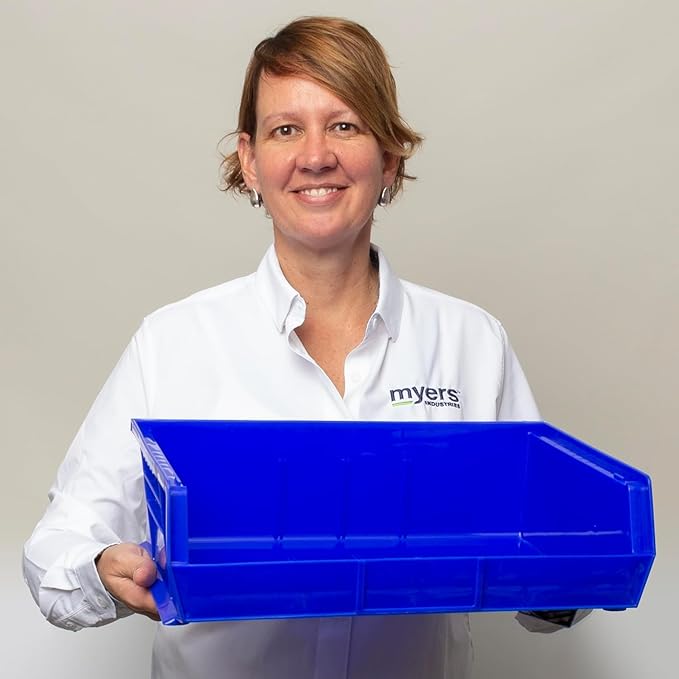 Akro-Mils 30255 AkroBins Plastic Storage Bins, Space-Saving Stackable Bins for Garage, Pantry, Craft Organization, 11" x 16" x 5", Clear, 6-Pack