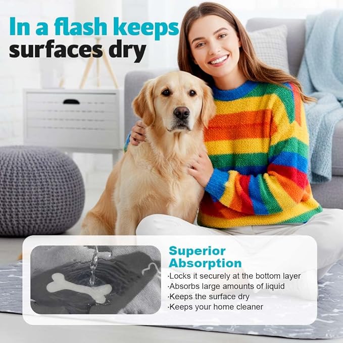Puppy Pads for Dogs, 2026 New Washable Puppy Pads with Pheromones, Pee Pads for Dogs & Cats, Durable Leak-Proof & Anti-Slip Pet Training Pads for Home & Travel, Reusable (Grey, 27.6" x 31.5")