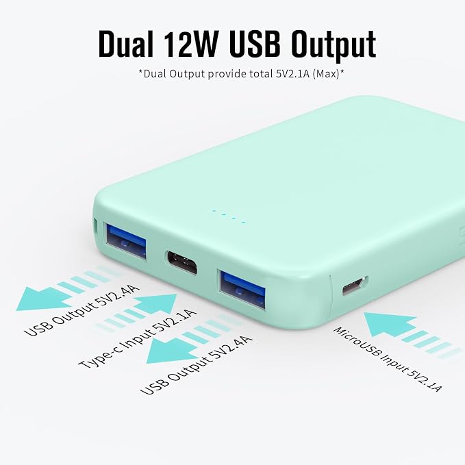 VANYUST S22 Portable Charger, Mini Colorful Power Bank, PowerNano, 5000mAh External Battery Pack Compatible with iPhone 15/14/13/12/11/X All Series and Android Phone