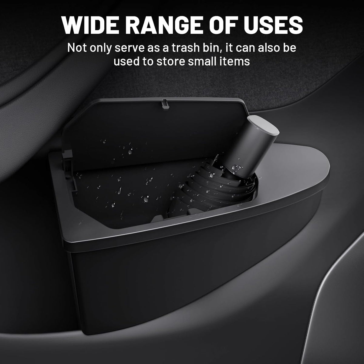 Shademax 2PCS Car Front Door Trash Can for Tesla Model Y Juniper/YL 2026 2025, Side Door Storage Box Organizer Accessories with Push-to-Open Lid Design ABS (NOT for Standard)