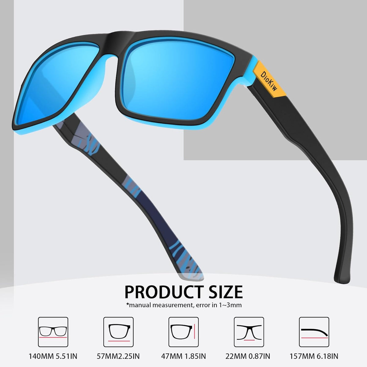 Polarized Sunglasses for Men - Sporty Square Frame with UV Protection | Lightweight Travel Goggles