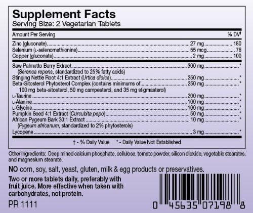 Prostate Supplement with Saw Palmetto Extract, Pygeum Extract, Beta Sitosterol Complex, Nettles, Pumpkin Seed, Lycopene and More. Prostate Health Support 60 Tablets. (60)