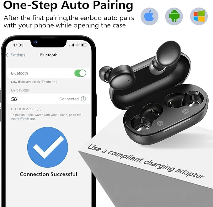 kurdene Wireless Earbuds Bluetooth 5.3 Light Weight in Ear Headphones | Premium Sound Bass Ear buds with Charging Case,Smart Touch Control,Built in Mics Headset,Clear Calls for Sports Workout