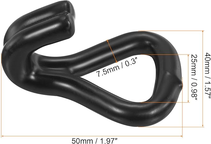 MECCANIXITY Ratchet Double J Strap Hook Load 1763 Lbs for 1" Tie Down Strap Webbing Car Truck Trailer Pack of 4 Zinc Color